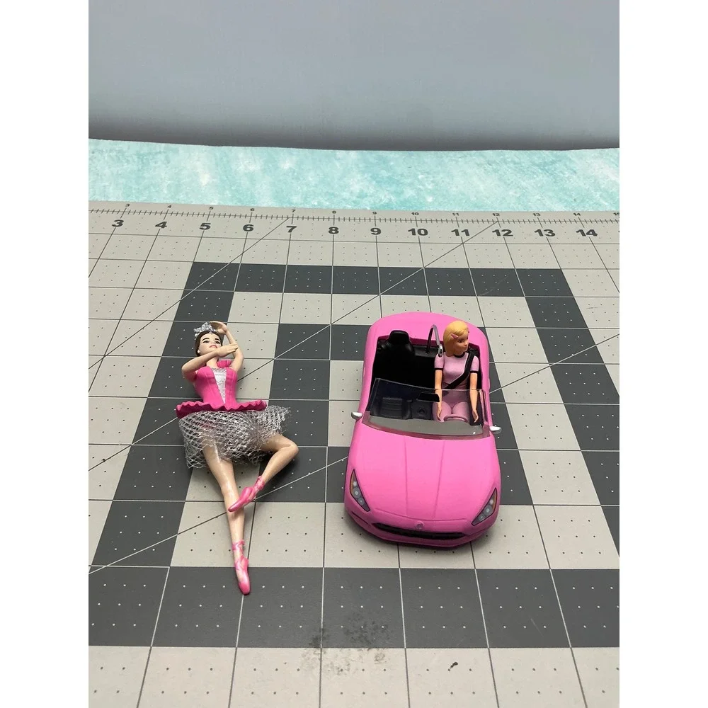 Hallmark Keepsake Barbie Ornaments 2017 Ballerina & 2018 Pink Convertible Set
